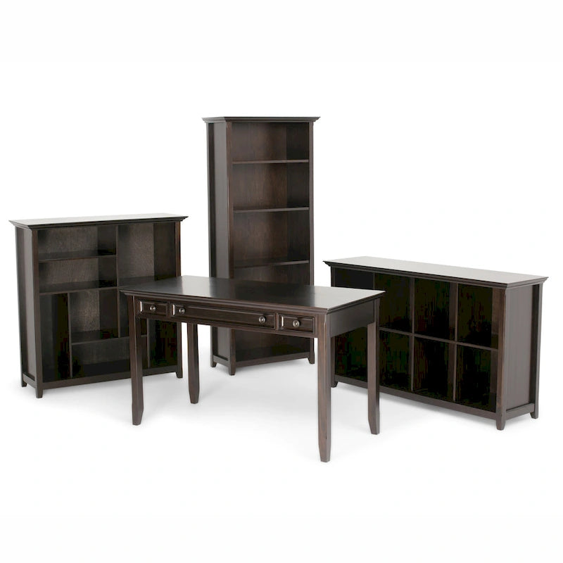 54-Inch Solid Wood Desk — Transitional Style (Hickory Brown)