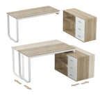 Timechee 55-inch L Shaped Office Computer Desk w/ Drawers, Wood