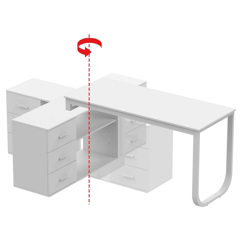 Timechee 55-inch L Shaped Office Computer Desk w/ Drawers, Wood