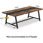 6FT Rectangle Conference Table, 70.9L Meeting Table for 6 People