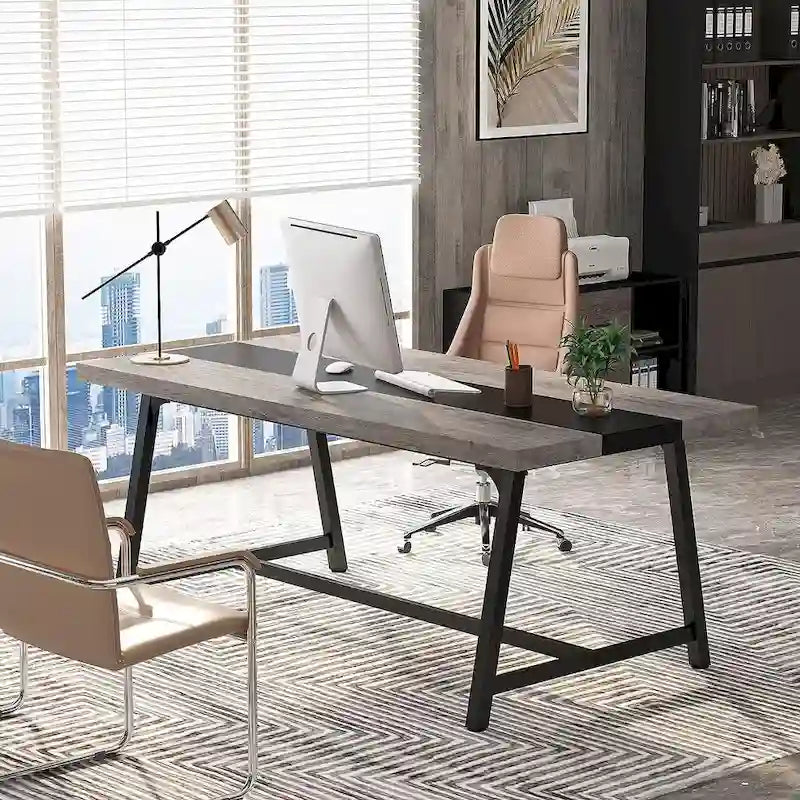 6FT Rectangle Conference Table, 70.9L Meeting Table for 6 People