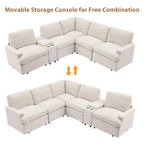 104 Power Recliner Corner Sofa Home Theater Reclining Sofa Sectional Couches with Storage Box, Cup Holders, USB Ports and Powe