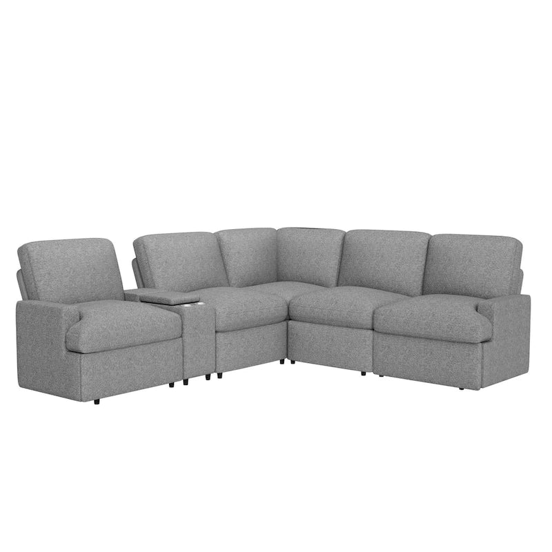 104 Power Recliner Corner Sofa Home Theater Reclining Sofa Sectional Couches with Storage Box, Cup Holders, USB Ports and Powe