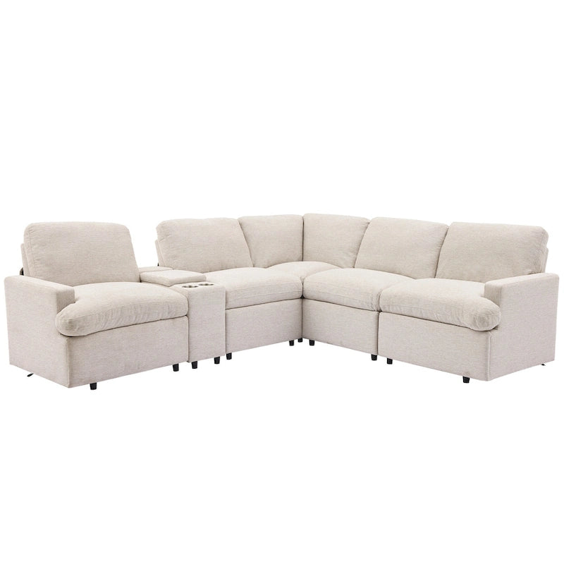 104 Power Recliner Corner Sofa Home Theater Reclining Sofa Sectional Couches with Storage Box, Cup Holders, USB Ports and Powe