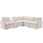 104 Power Recliner Corner Sofa Home Theater Reclining Sofa Sectional Couches with Storage Box, Cup Holders, USB Ports and Powe