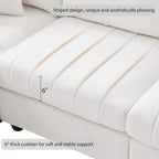 [VIDEO provided][New]89*79Modern Sectional Sofa with Vertical Stripes,2 Pillows,5-Seat Couch with Convertible Ottoman,Various C