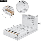 Wood Full Size Hydraulic Platform Bed with Storage LED Headboard, Charging Station and 2 Drawers, Gray
