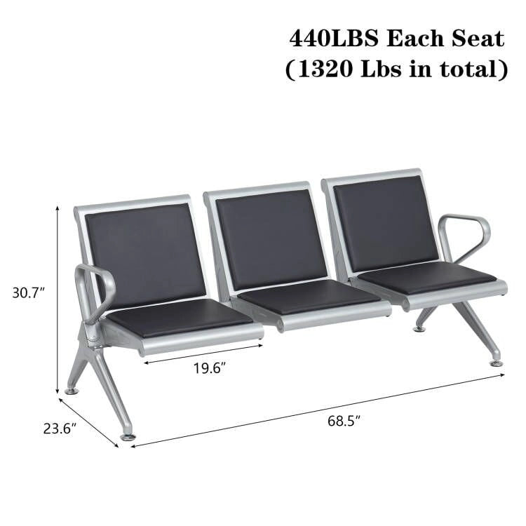 PU Leather Office Waiting Room Chairs - Reception Guest Bench