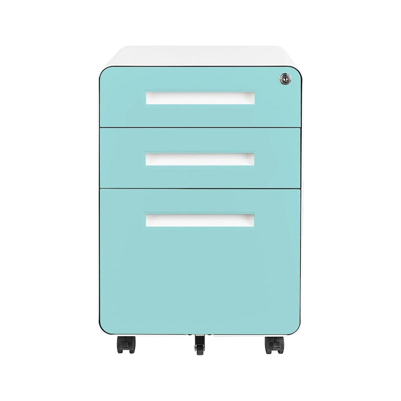 3-drawer Steel Filing Cabinets with Lock Mobile Under Desk Fully Assembled Cabinet