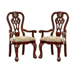 Set of 2 Fabric Dining Arm Chair in Brown Cherry