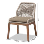 Modern Transitional-Style Rope-Woven Mahogany Dining Chair — Gray