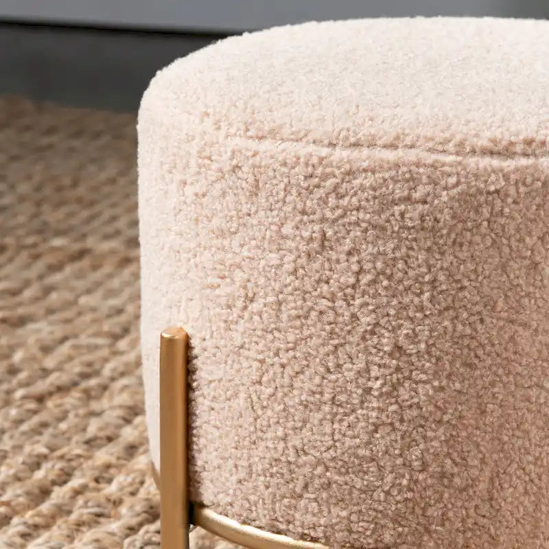 Kari Sherpa & Goldfinished Metal Stool