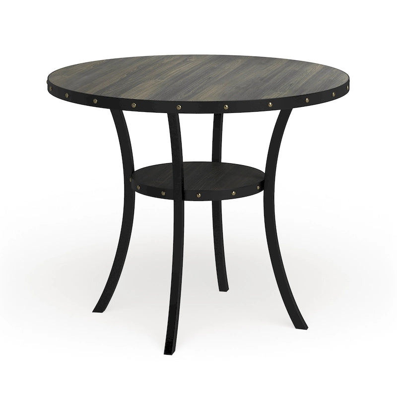 Roundhill Furniture Biony Dining Collection Espresso Wood Counter Height Nailhead Dining Table - Brown