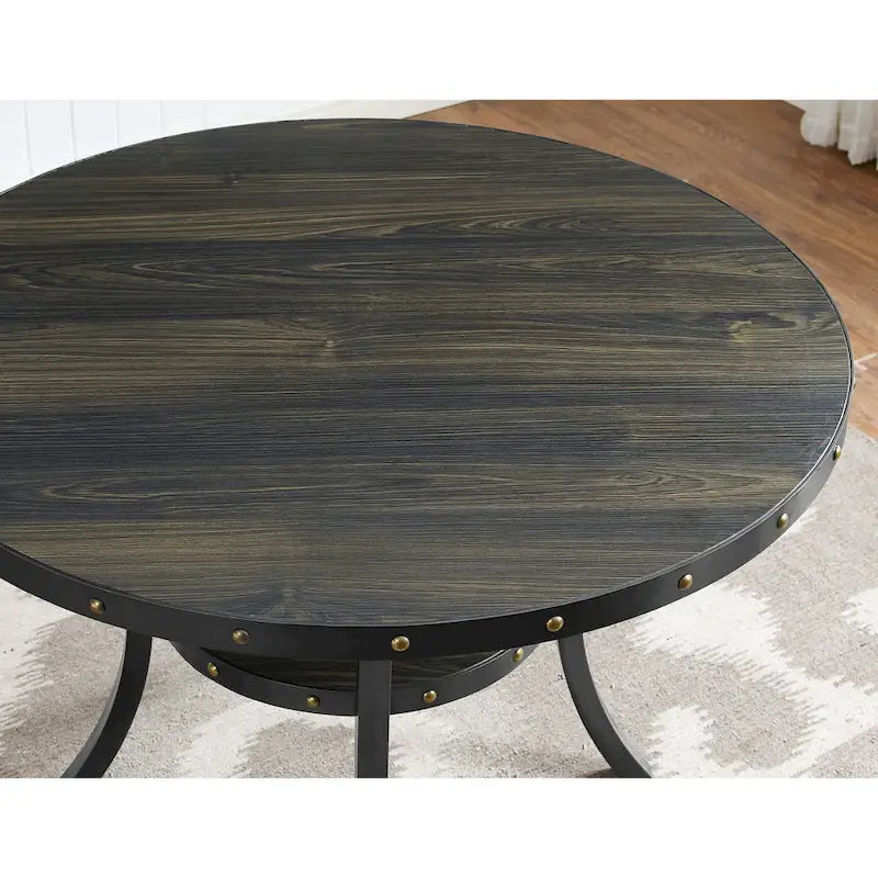 Roundhill Furniture Biony Dining Collection Espresso Wood Counter Height Nailhead Dining Table - Brown