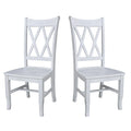 Double X-Back Solid Wood Chairs - Set of Two