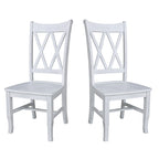 Double X-Back Solid Wood Chairs - Set of Two