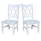 Double X-Back Solid Wood Chairs - Set of Two
