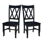 Double X-Back Solid Wood Chairs - Set of Two