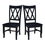 Double X-Back Solid Wood Chairs - Set of Two
