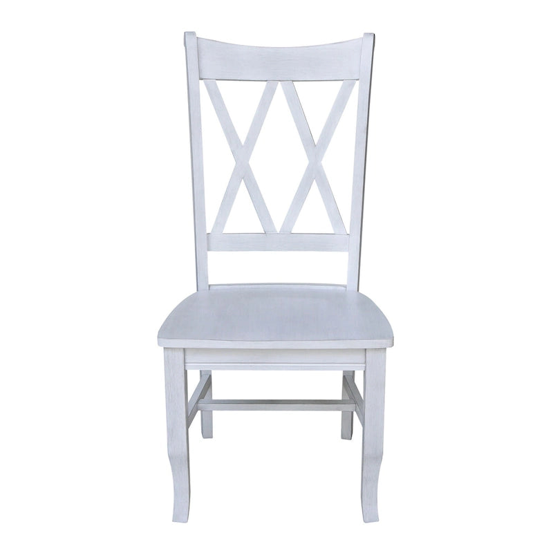 Double X-Back Solid Wood Chairs - Set of Two