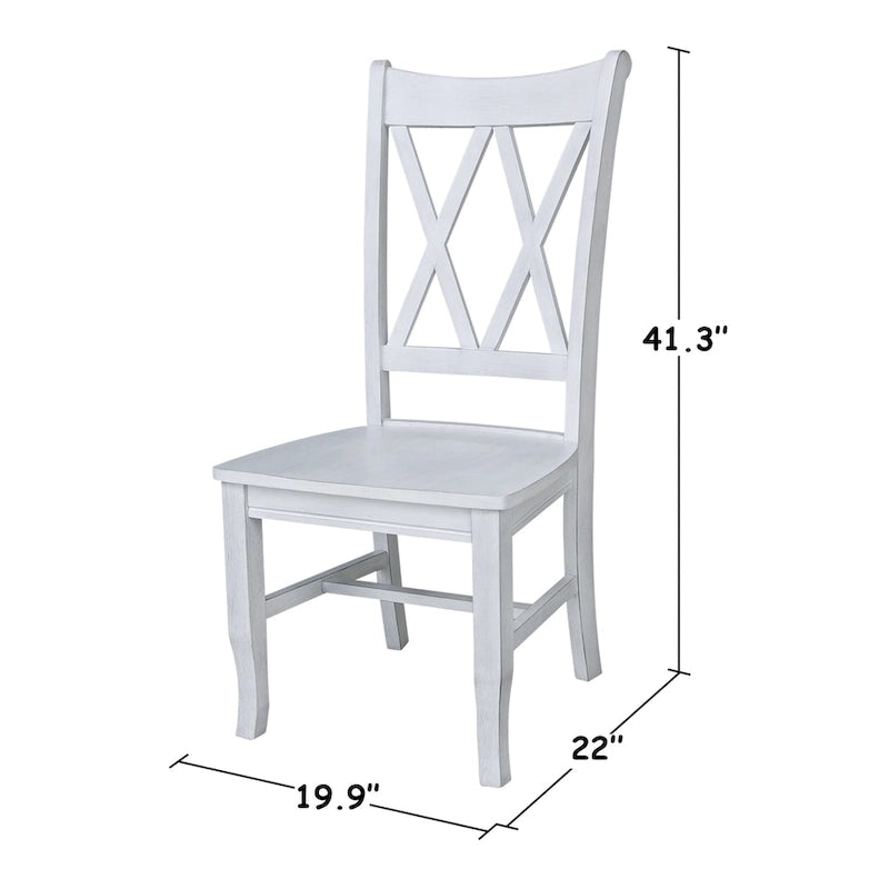 Double X-Back Solid Wood Chairs - Set of Two