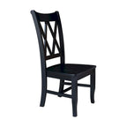 Double X-Back Solid Wood Chairs - Set of Two