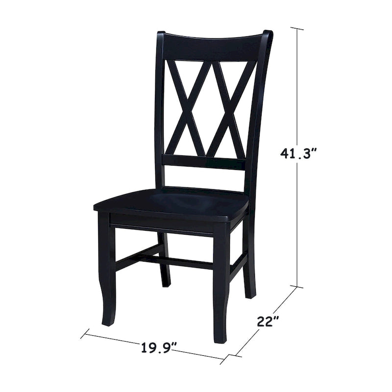 Double X-Back Solid Wood Chairs - Set of Two