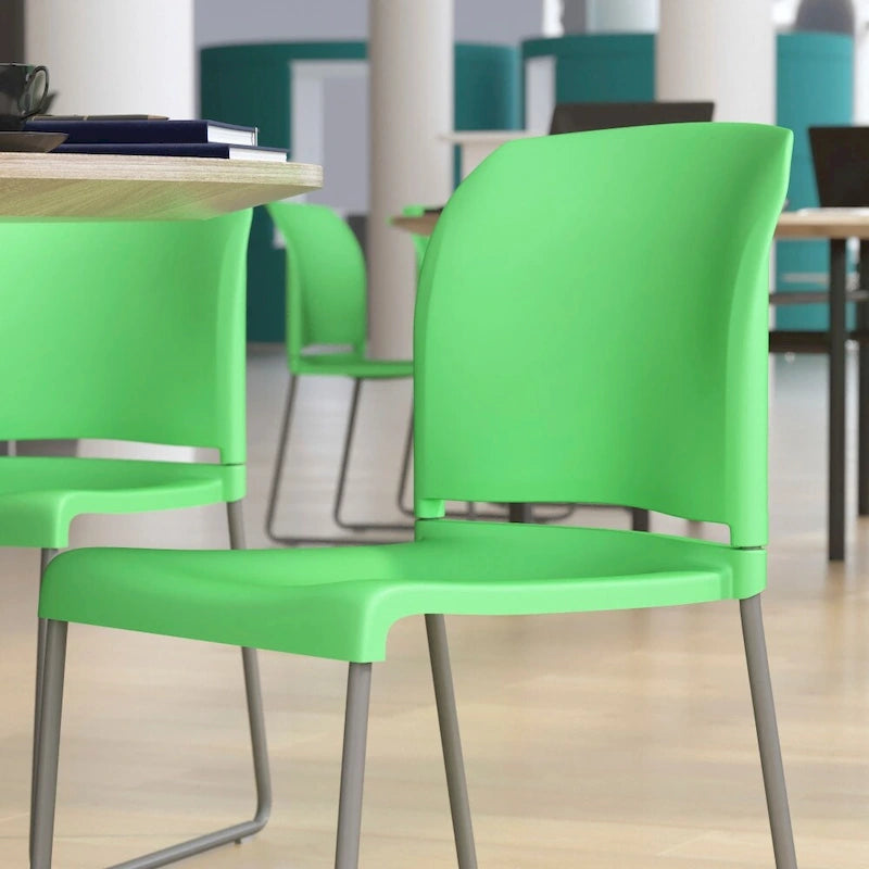 880 lb. Capacity Full Back Contoured Stack Chair with Powder Coated Sled Base