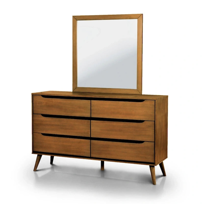 Fopp Mid-century Modern Oak Wood 4-Piece Platform Bedroom Set by Furniture of America