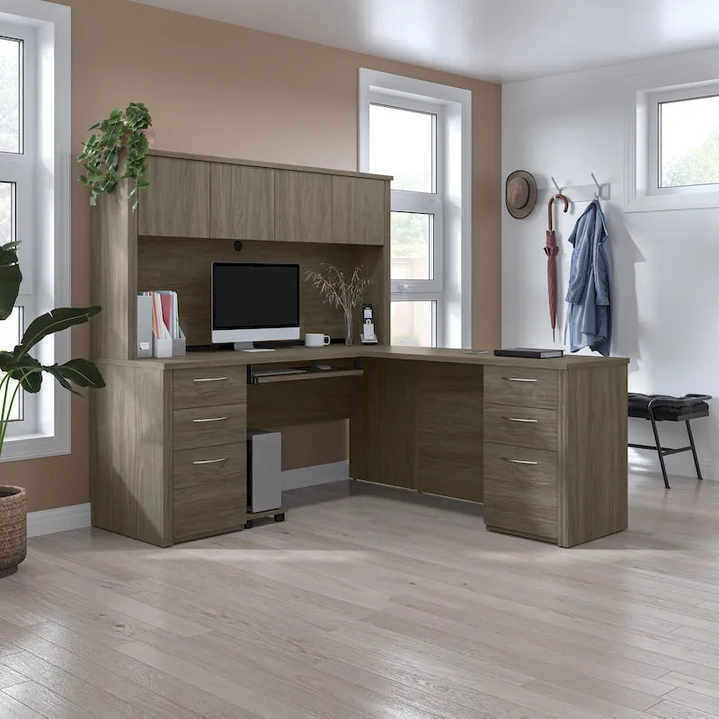 Bestar Embassy 6-drawer L-shaped Workstation Desk Kit