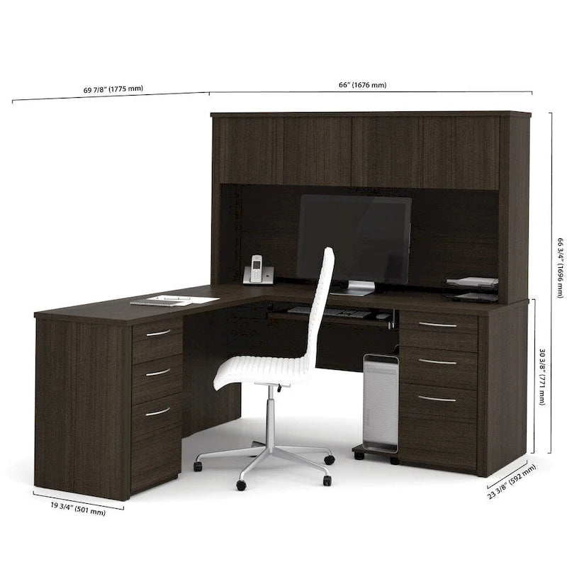 Bestar Embassy 6-drawer L-shaped Workstation Desk Kit