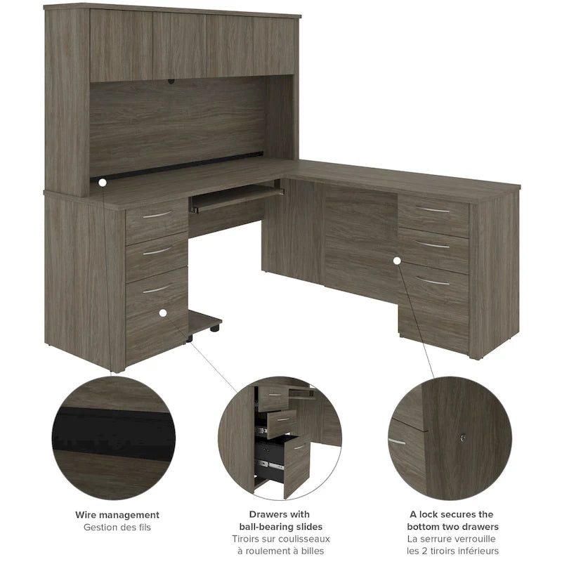 Bestar Embassy 6-drawer L-shaped Workstation Desk Kit