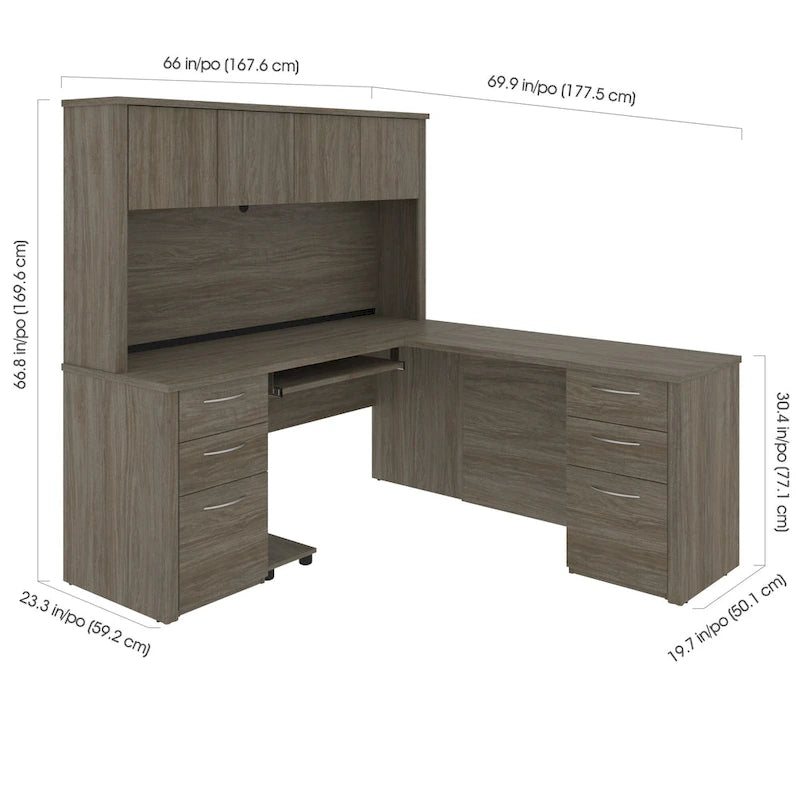 Bestar Embassy 6-drawer L-shaped Workstation Desk Kit