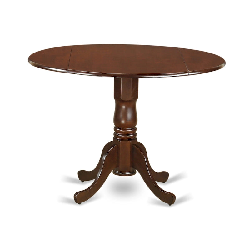 East West Furniture 3 Piece Modern Table Set- A Round Table with Dropleaf and 2 Kitchen Dining Chairs, Mahogany (Seats Option)