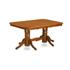 East West Furniture 7 Piece Dining Table Set- of a Rectangle Wooden Table and 6 Dining Room Chairs, Saddle Brown (Seat Option)