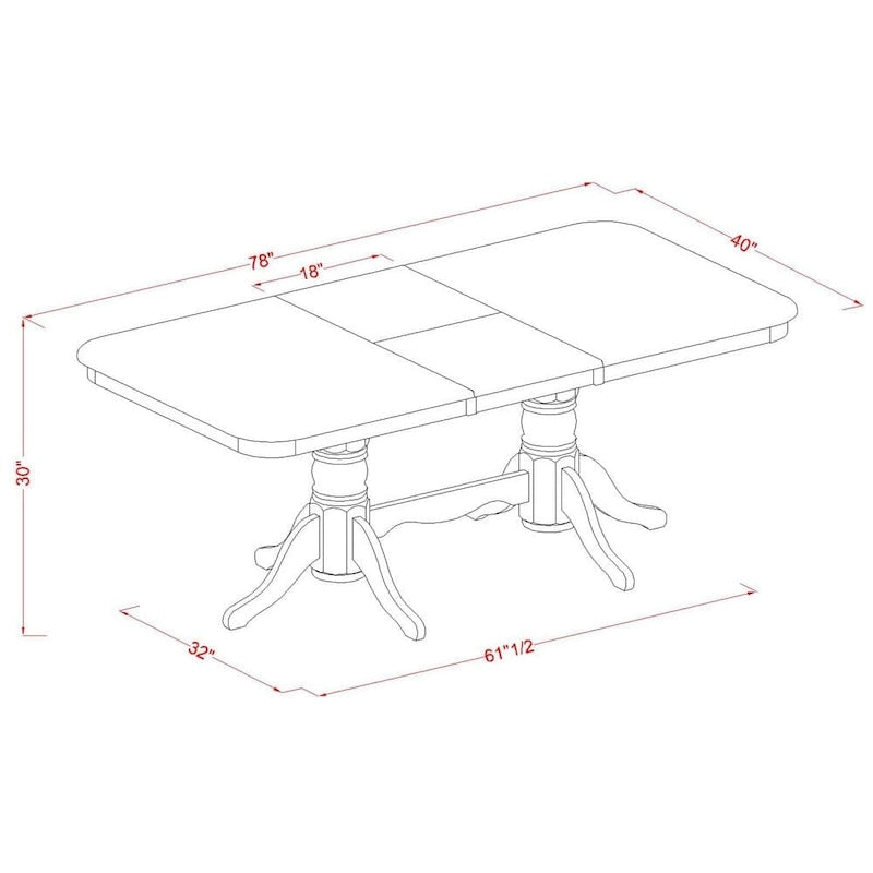East West Furniture 7 Piece Dining Table Set- of a Rectangle Wooden Table and 6 Dining Room Chairs, Saddle Brown (Seat Option)