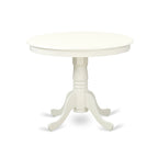 East West Furniture Dining Table Set- A Round Kitchen Table and Light Beige Linen Fabric Chairs, Linen White (Pieces Options)