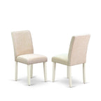 East West Furniture Dining Table Set- A Round Kitchen Table and Light Beige Linen Fabric Chairs, Linen White (Pieces Options)