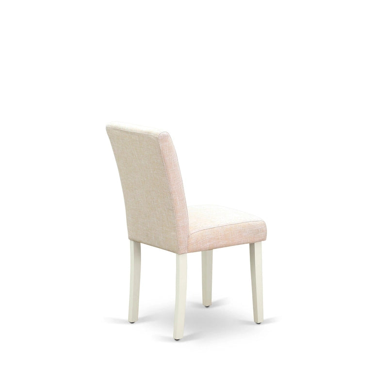 East West Furniture Dining Table Set- A Round Kitchen Table and Light Beige Linen Fabric Chairs, Linen White (Pieces Options)