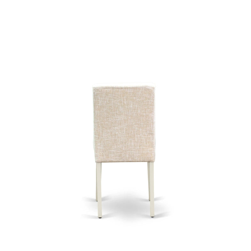 East West Furniture Dining Table Set- A Round Kitchen Table and Light Beige Linen Fabric Chairs, Linen White (Pieces Options)