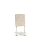 East West Furniture Dining Table Set- A Round Kitchen Table and Light Beige Linen Fabric Chairs, Linen White (Pieces Options)