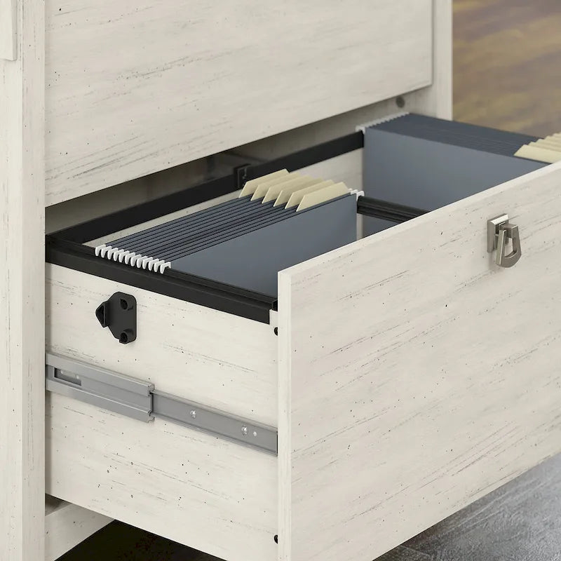 Salinas 60W L Shaped Desk with Hutch and Lateral File Cabinet in White