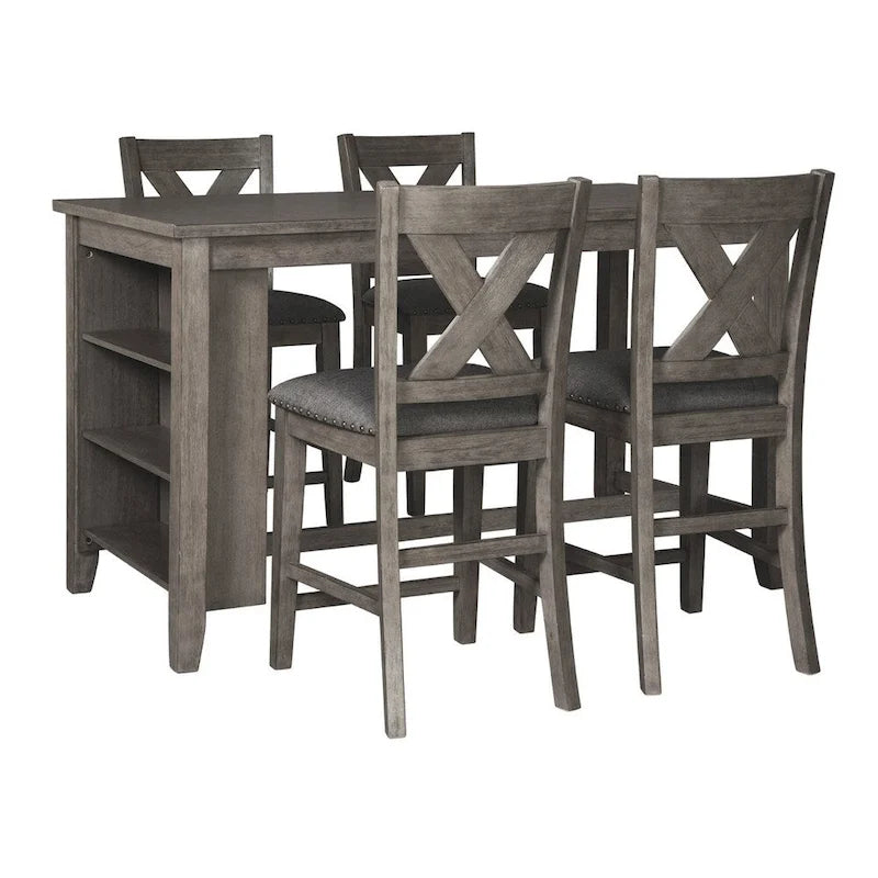 Caitbrook Rectangular Counter Height Dining Table with Storage - Gray