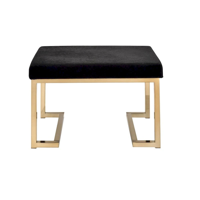 Silver Orchid Sweet Black Fabric-upholstered Champagne Metal Ottoman