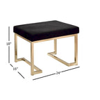 Silver Orchid Sweet Black Fabric-upholstered Champagne Metal Ottoman