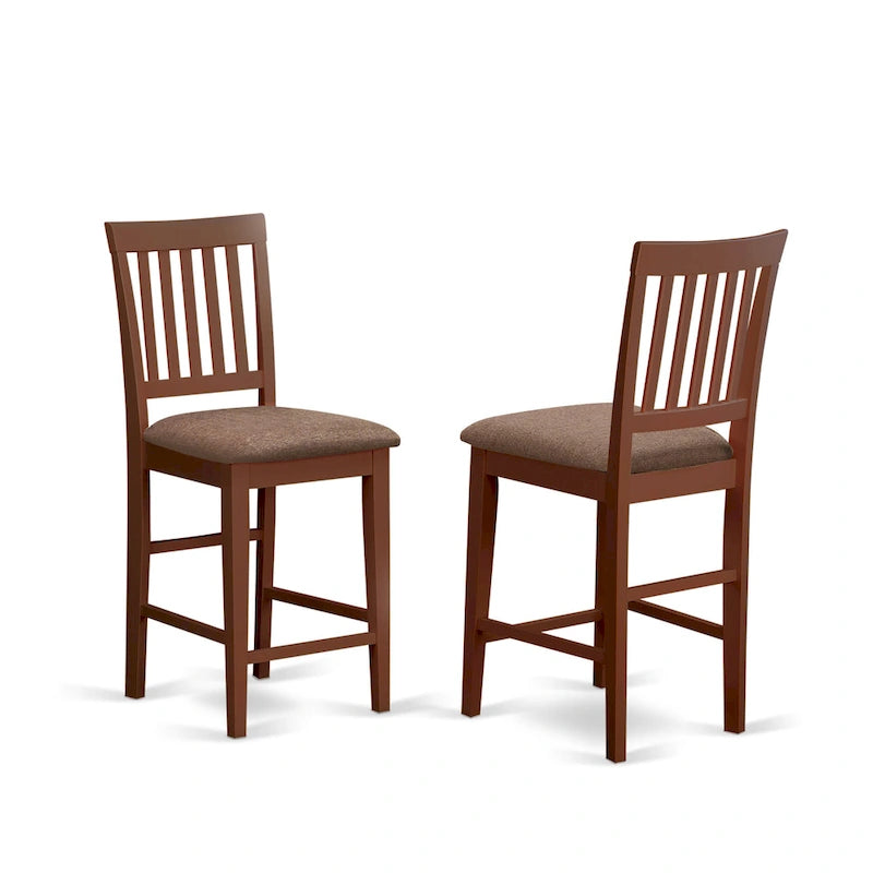 East West Furniture 5 Piece Counter Height Dining Table Set- a Square Table and 4 Kitchen Chairs, Mahogany(Seat Type Options)