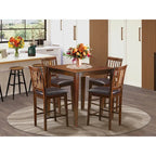 East West Furniture 5 Piece Counter Height Dining Table Set- a Square Table and 4 Kitchen Chairs, Mahogany(Seat Type Options)