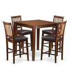 East West Furniture 5 Piece Counter Height Dining Table Set- a Square Table and 4 Kitchen Chairs, Mahogany(Seat Type Options)