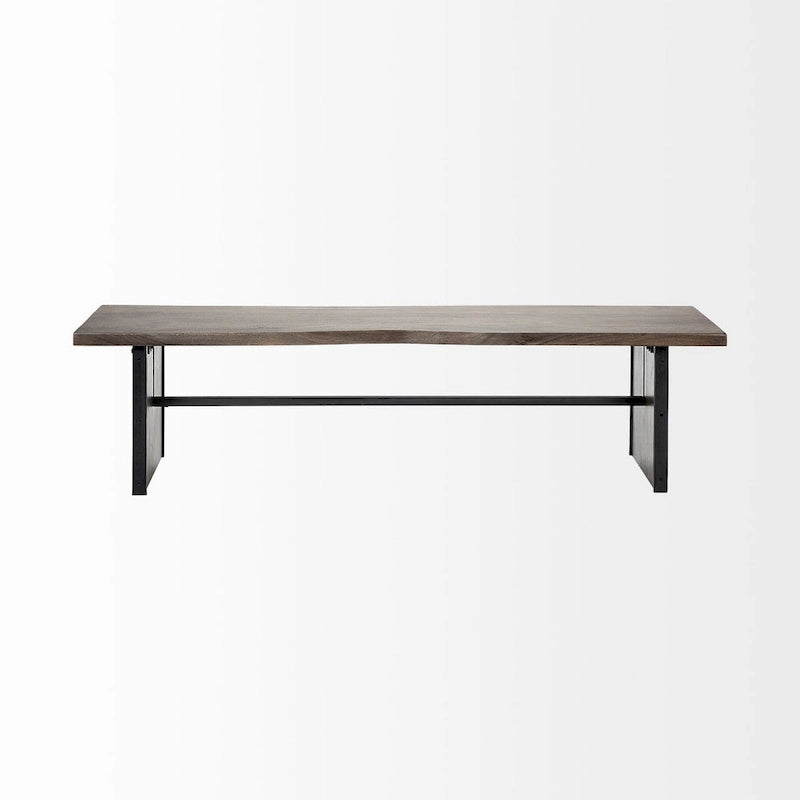 Brown Solid Wood Live-Edge Dining Bench — W70 x D17 x H18