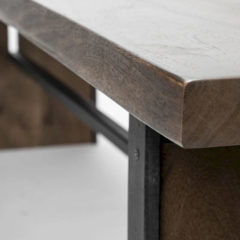 Brown Solid Wood Live-Edge Dining Bench — W70 x D17 x H18